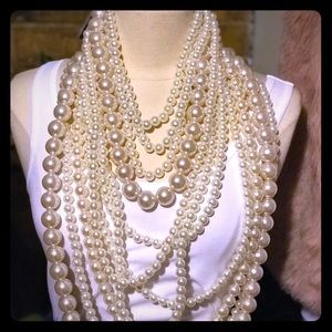 Lucky You Bold 11 Rows of Faux Pearls